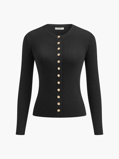 Geknöpftes figurbetontes Stricktop