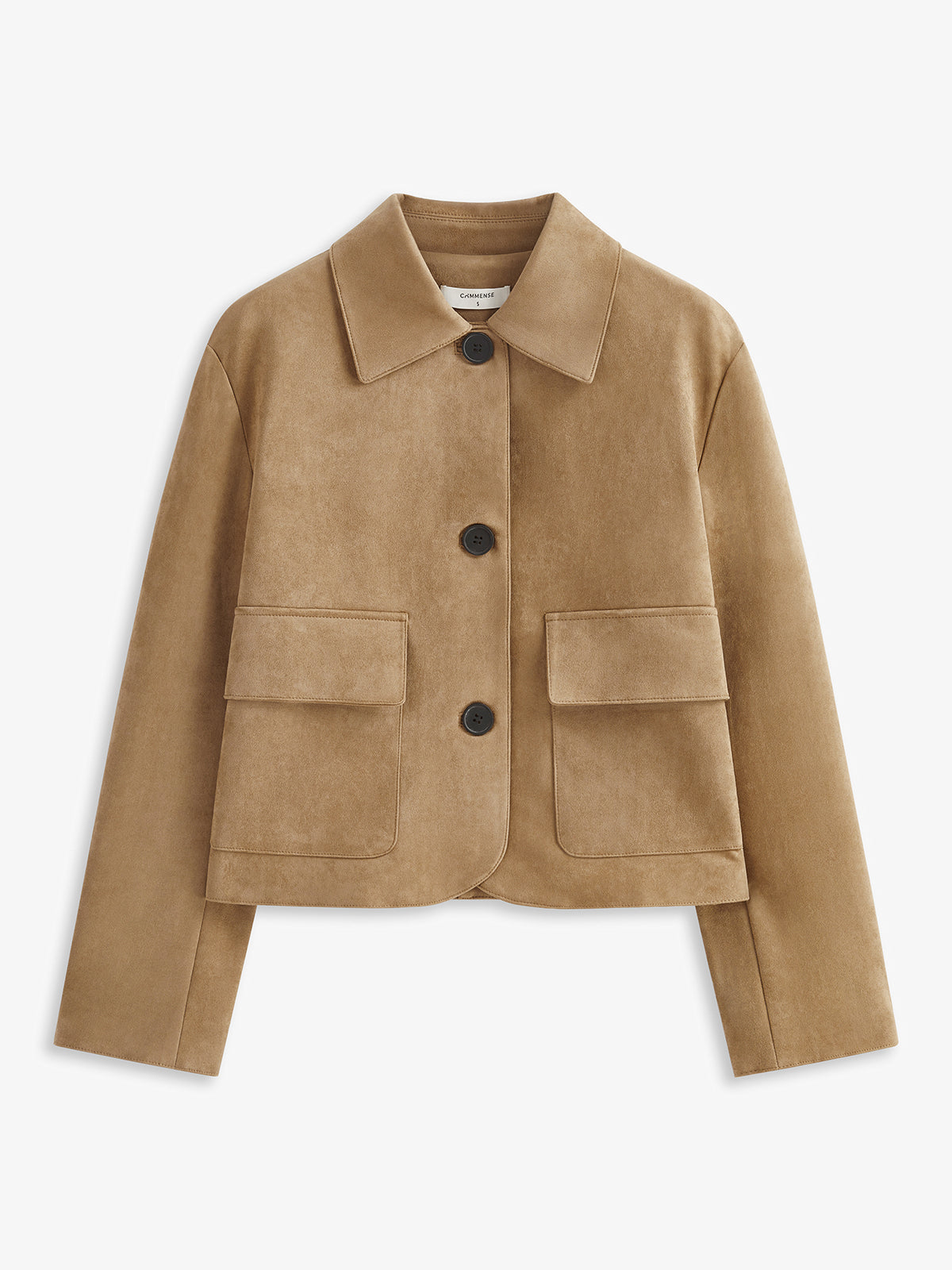 Wildlederimitat-Jacke mit weichem Revers und Knöpfen
