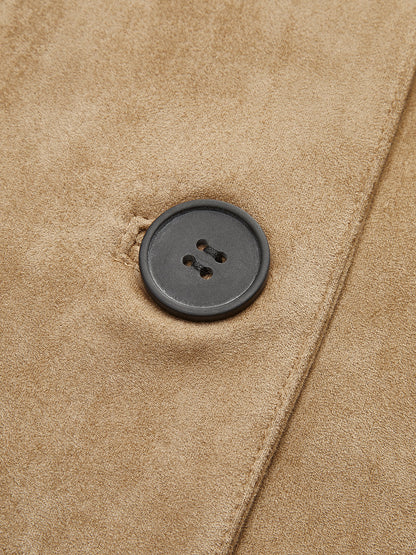 Wildlederimitat-Jacke mit weichem Revers und Knöpfen
