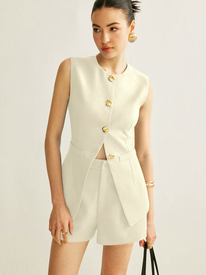 Knopfleiste Weste Mit Shorts Set