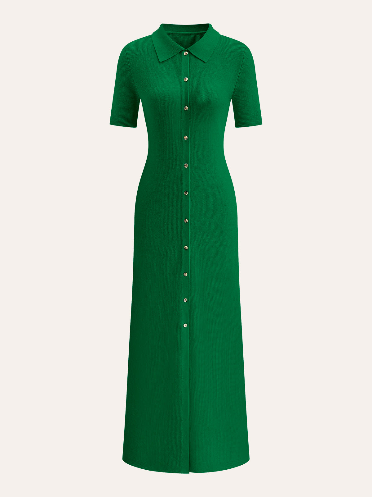 Midi-Kleid mit Metallknopf-Kragen