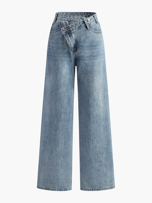 Asymmetrische High-Waist Wide-Leg Jeans