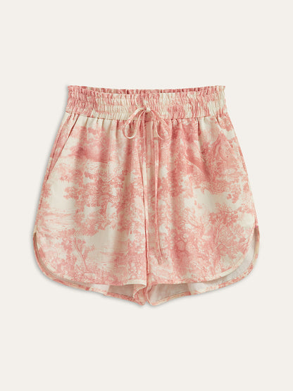 Bedrucktes Set mit Shorts und Kontrastbesatz