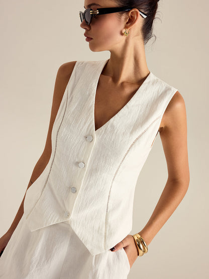 Baumwoll-Tanktop mit Knopfdetails und Shorts mit Taschen