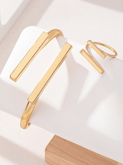 Geometrisches goldenes Ring- & Armband-Set