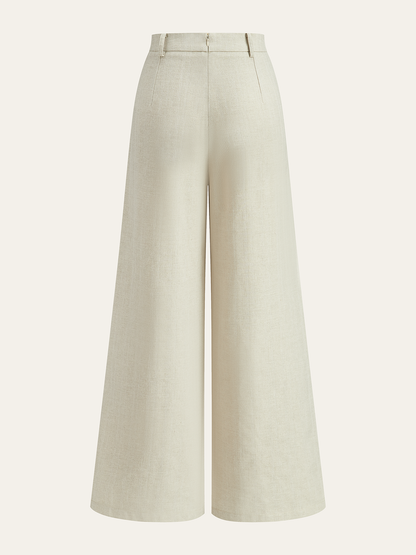 Leinenmischgewebe-Hose mit weitem Bein