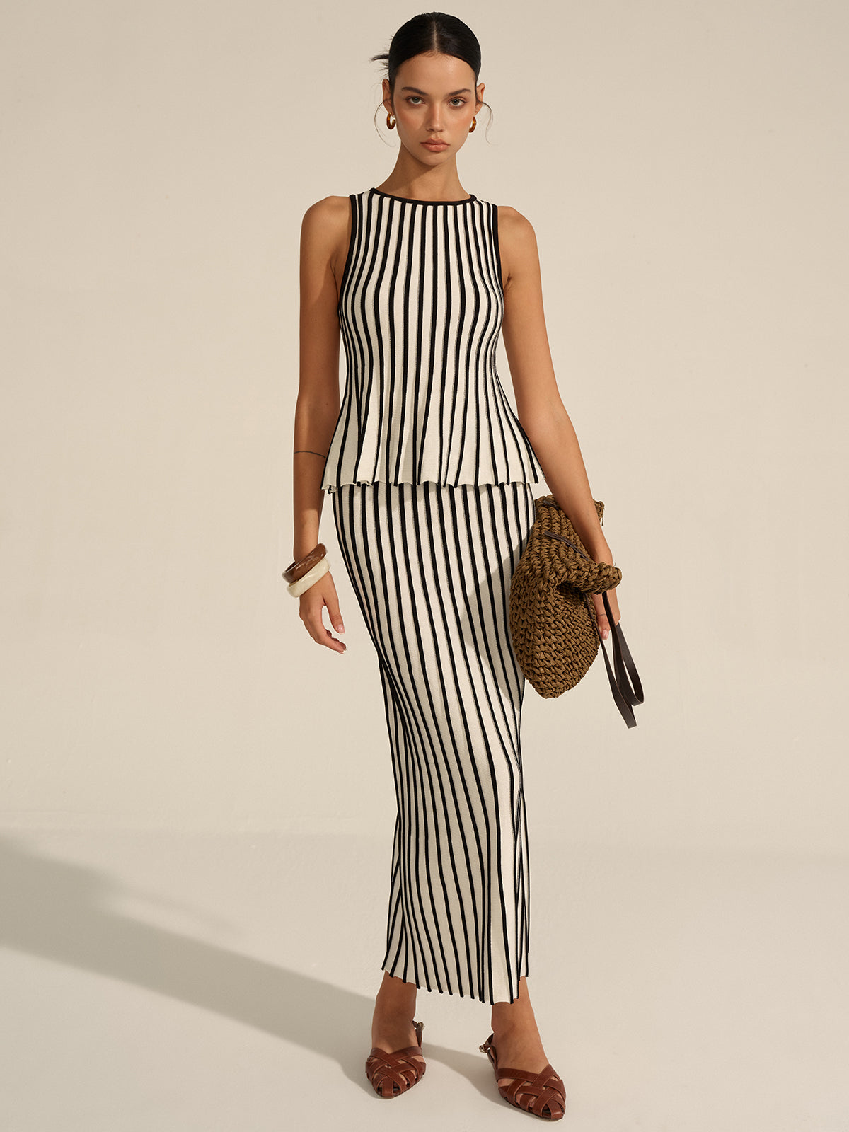 Gestreiftes Strick-Co-Ord-Set
