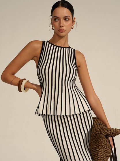 Gestreiftes Strick-Co-Ord-Set
