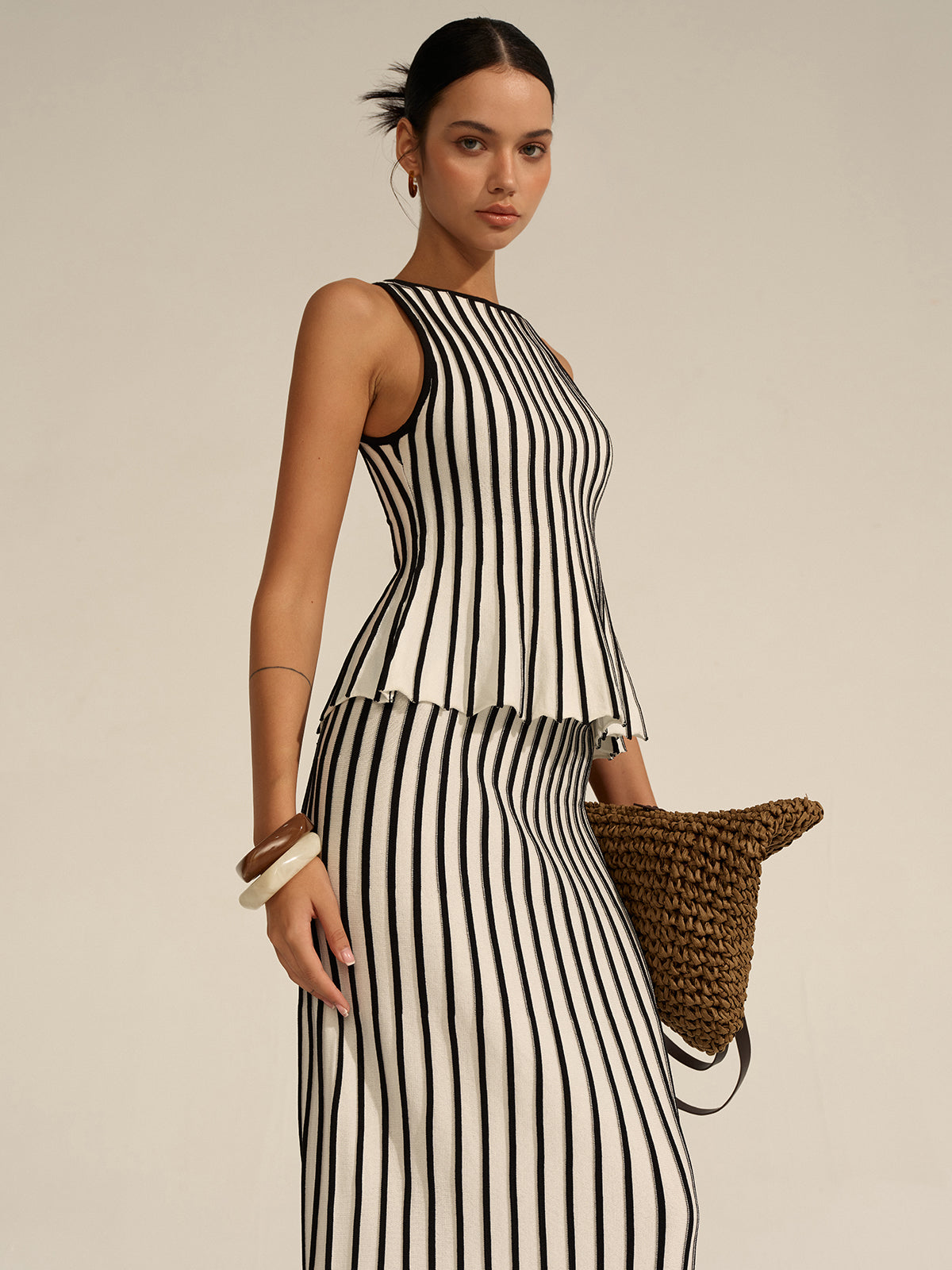 Gestreiftes Strick-Co-Ord-Set