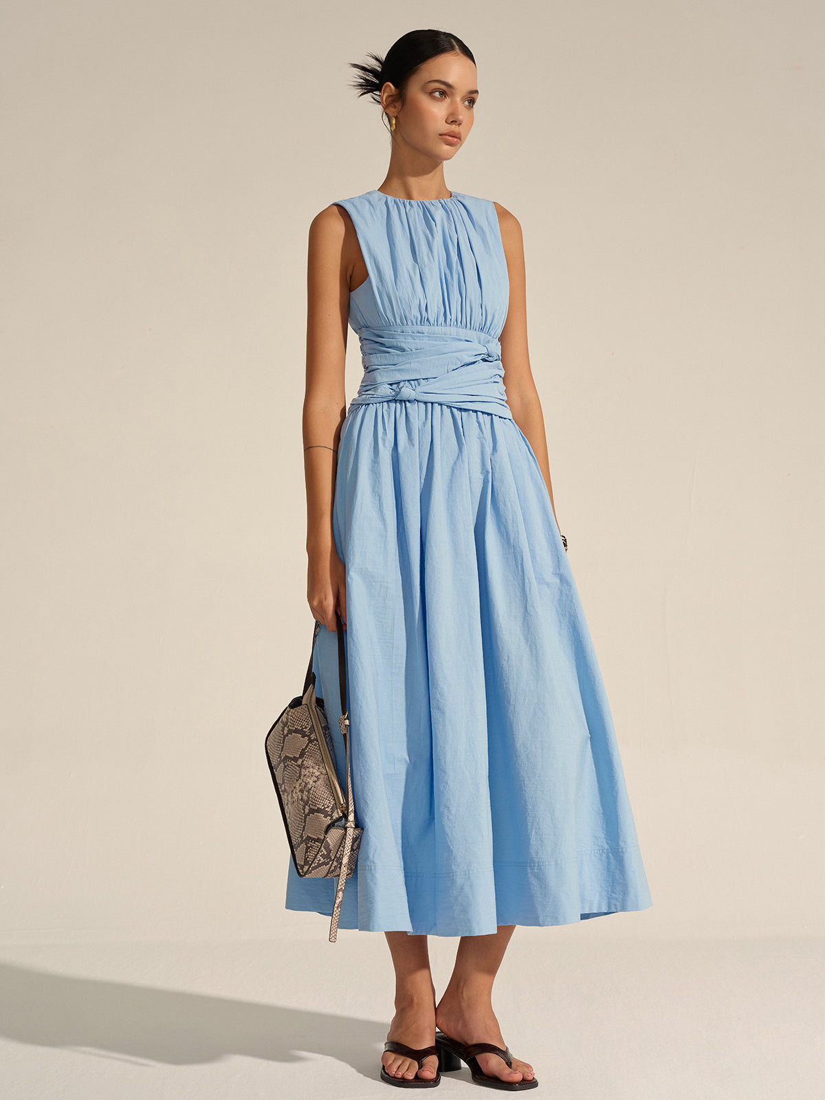 Maxikleid mit geraffter Taille