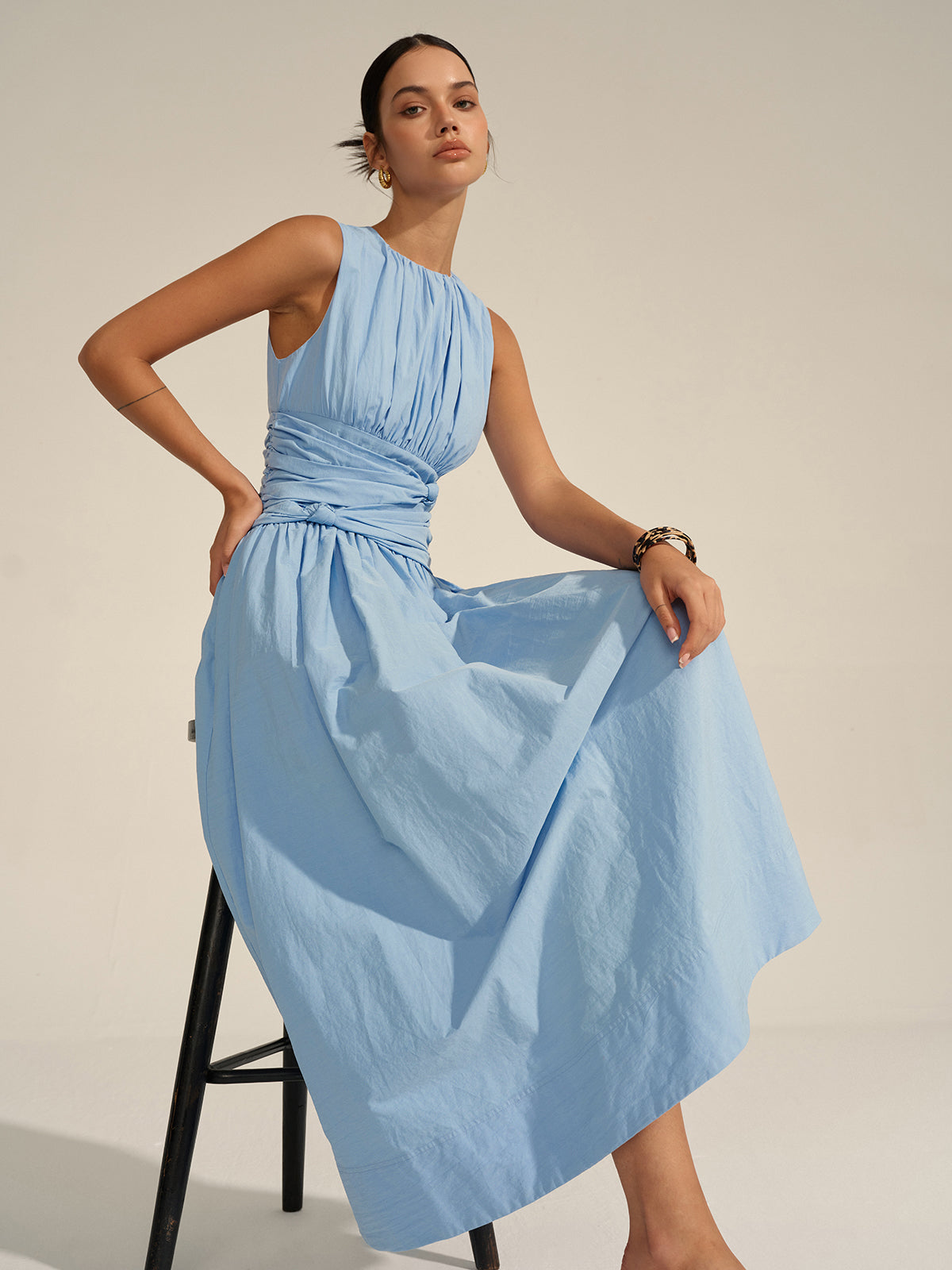 Maxikleid mit geraffter Taille