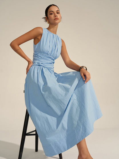 Maxikleid mit geraffter Taille