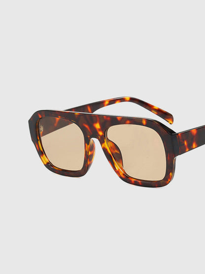 Leopardengemusterte eckige Sonnenbrille