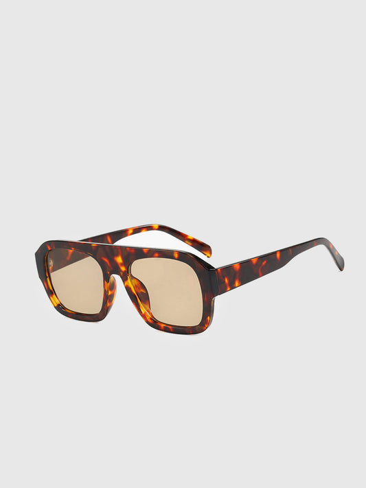 Leopardengemusterte eckige Sonnenbrille