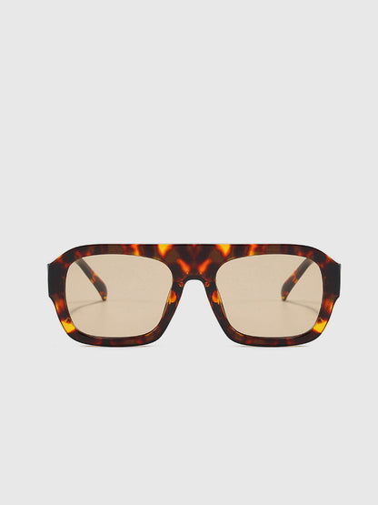 Leopardengemusterte eckige Sonnenbrille