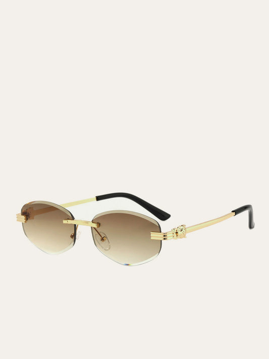 Goldene randlose Sonnenbrille mit Farbverlauf