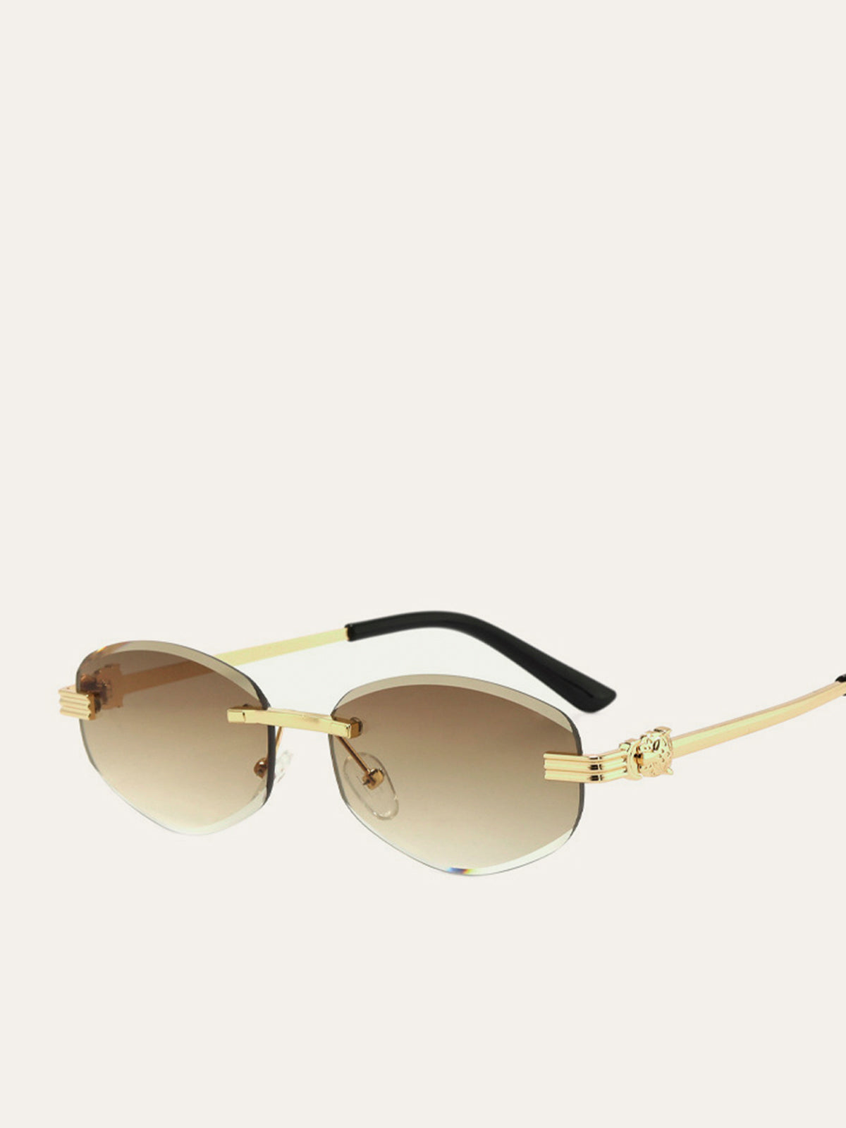 Goldene randlose Sonnenbrille mit Farbverlauf