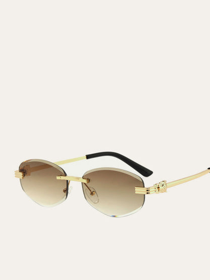 Goldene randlose Sonnenbrille mit Farbverlauf