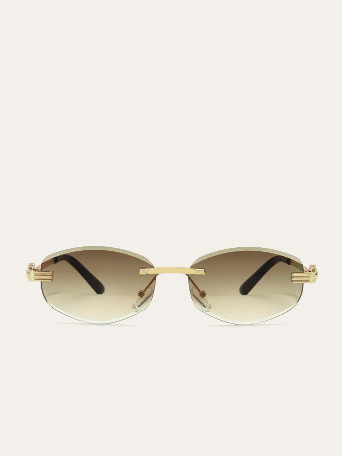 Goldene randlose Sonnenbrille mit Farbverlauf