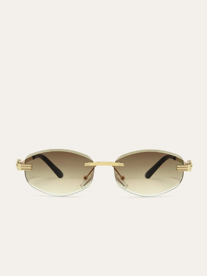 Goldene randlose Sonnenbrille mit Farbverlauf