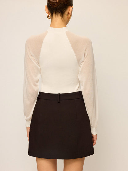 Baumwollstricktop mit transparenten Ärmeln