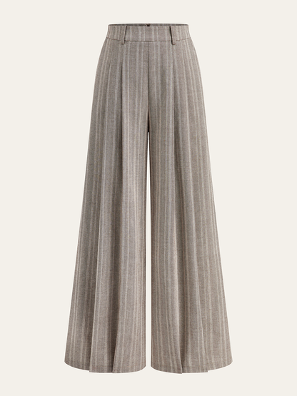 Leinenmischgewebe-Hose mit weitem Bein