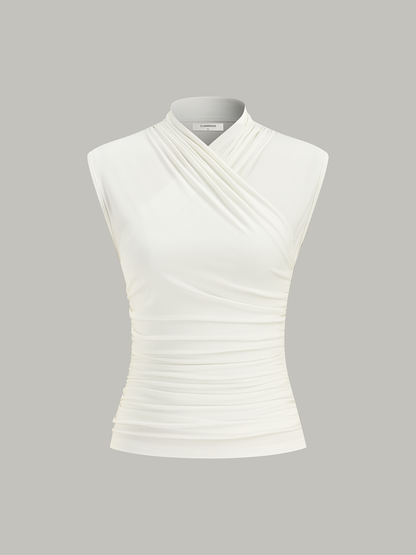 Neckholder-Tanktop mit Raffungen