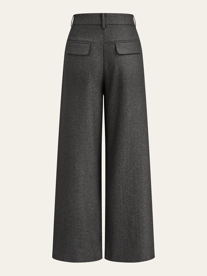High-Waist-Hose mit Knopfleiste und weitem Bein