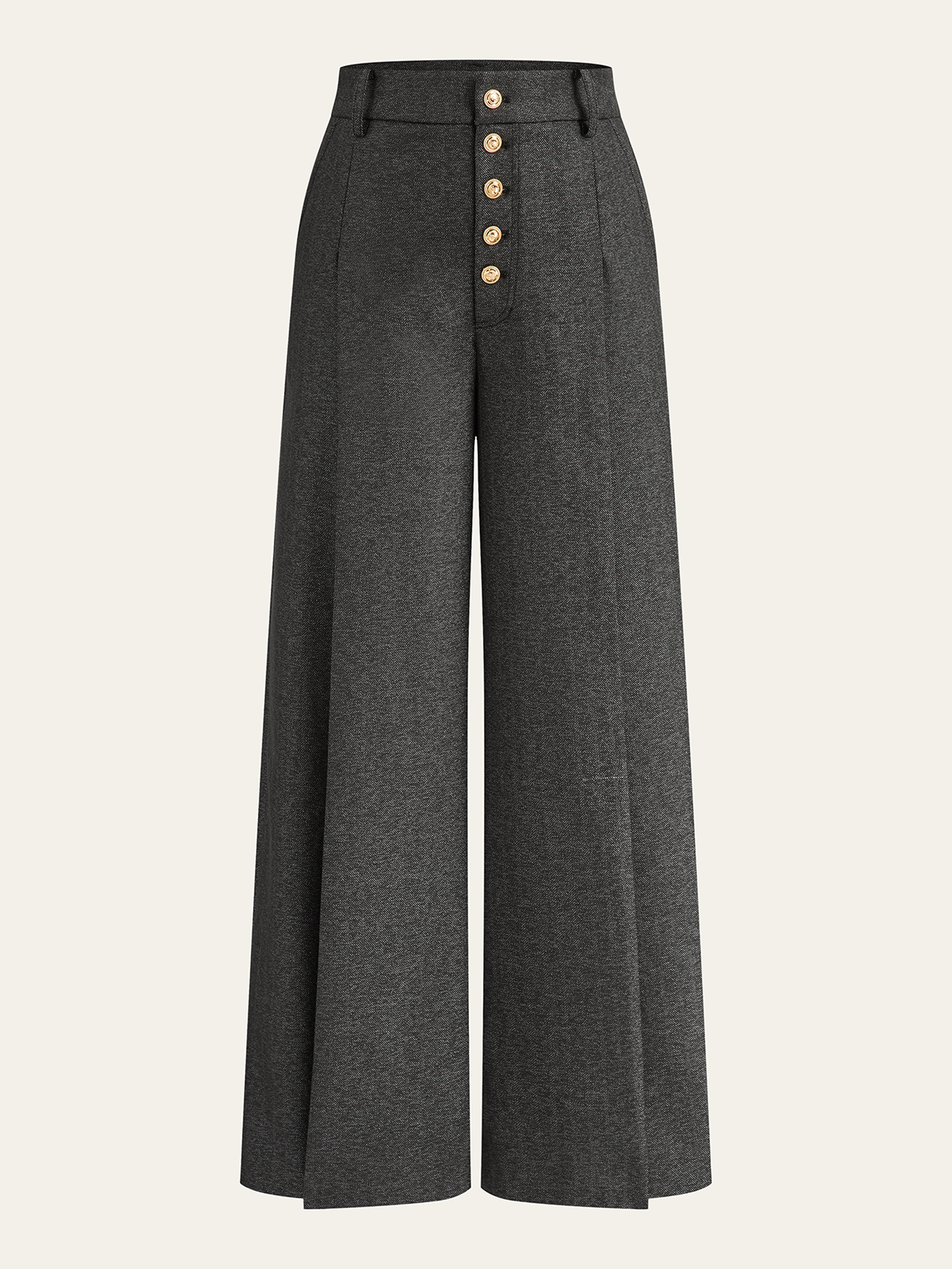 High-Waist-Hose mit Knopfleiste und weitem Bein
