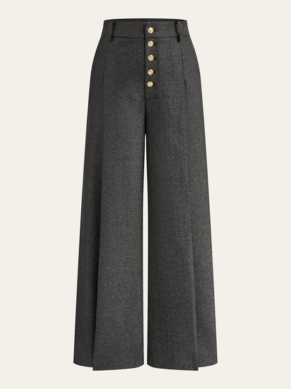High-Waist-Hose mit Knopfleiste und weitem Bein