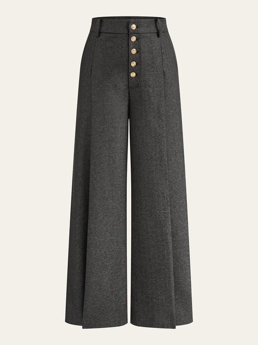 High-Waist-Hose mit Knopfleiste und weitem Bein