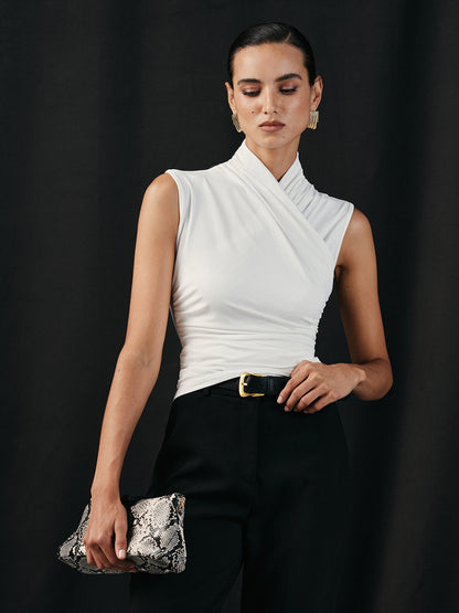 Neckholder-Tanktop mit Raffungen