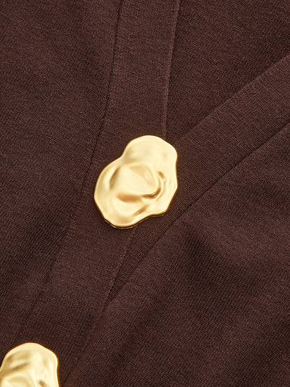 Wollpullover mit V-Ausschnitt und Metalldetail