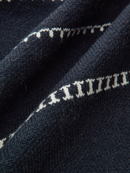 Strickjacke mit Pferde-Muster, Wollmischung und Fransen