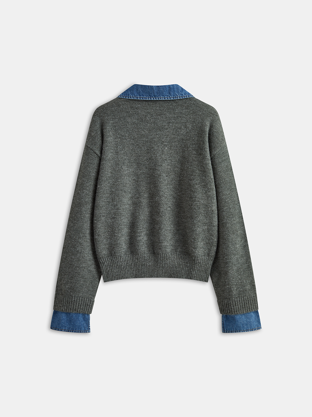 Strickoberteil mit Jeanskragen