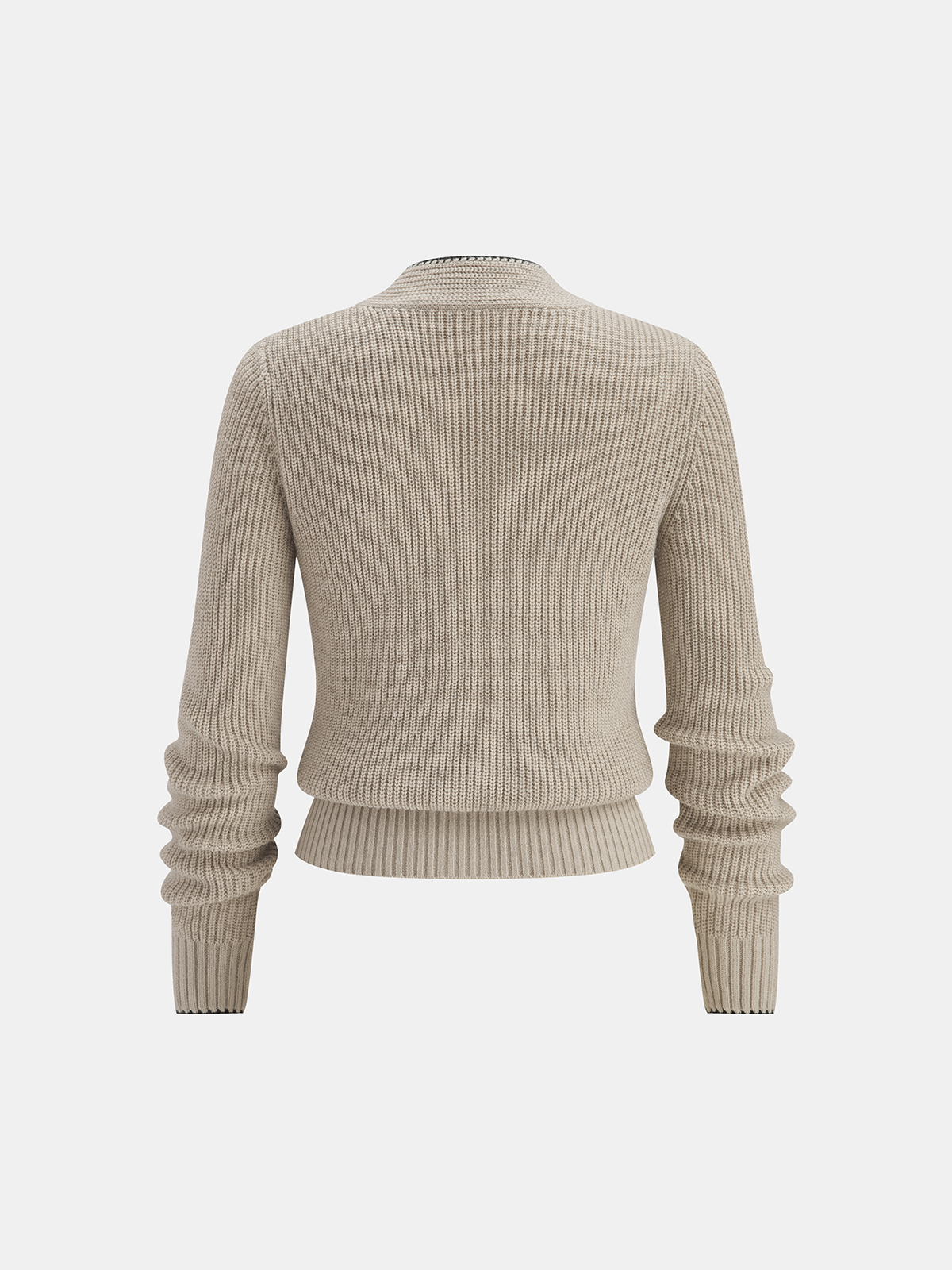 Cardigan aus Wollmix mit Bindekragen und Kontrastbesatz