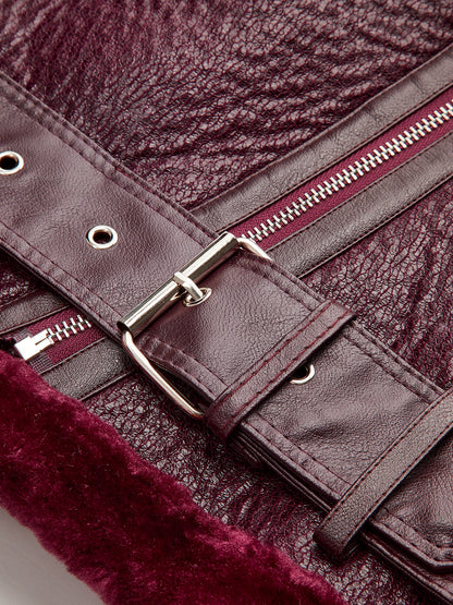 Fleecejacke mit Reißverschluss und Gürtel
