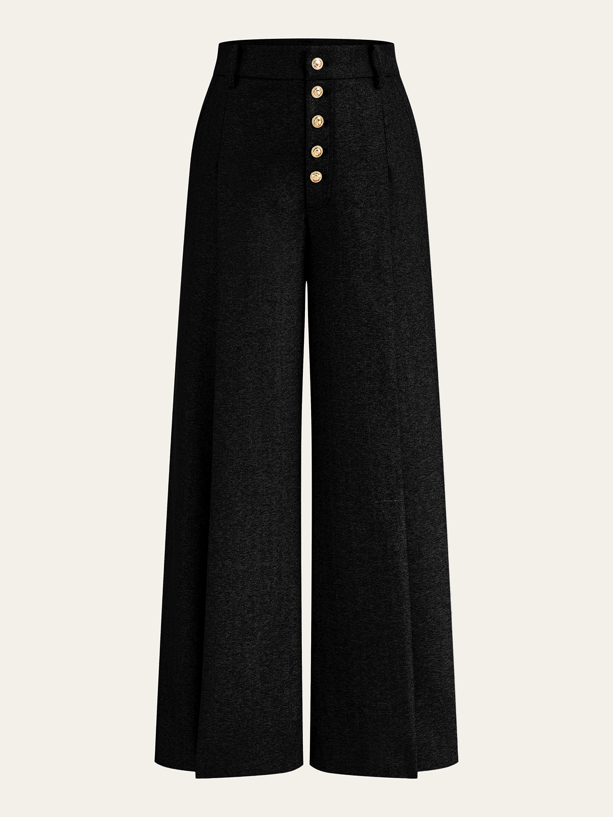High-Waist-Hose mit Knopfleiste und weitem Bein