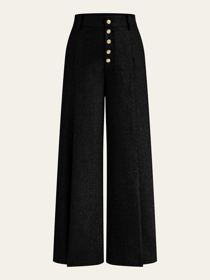 High-Waist-Hose mit Knopfleiste und weitem Bein