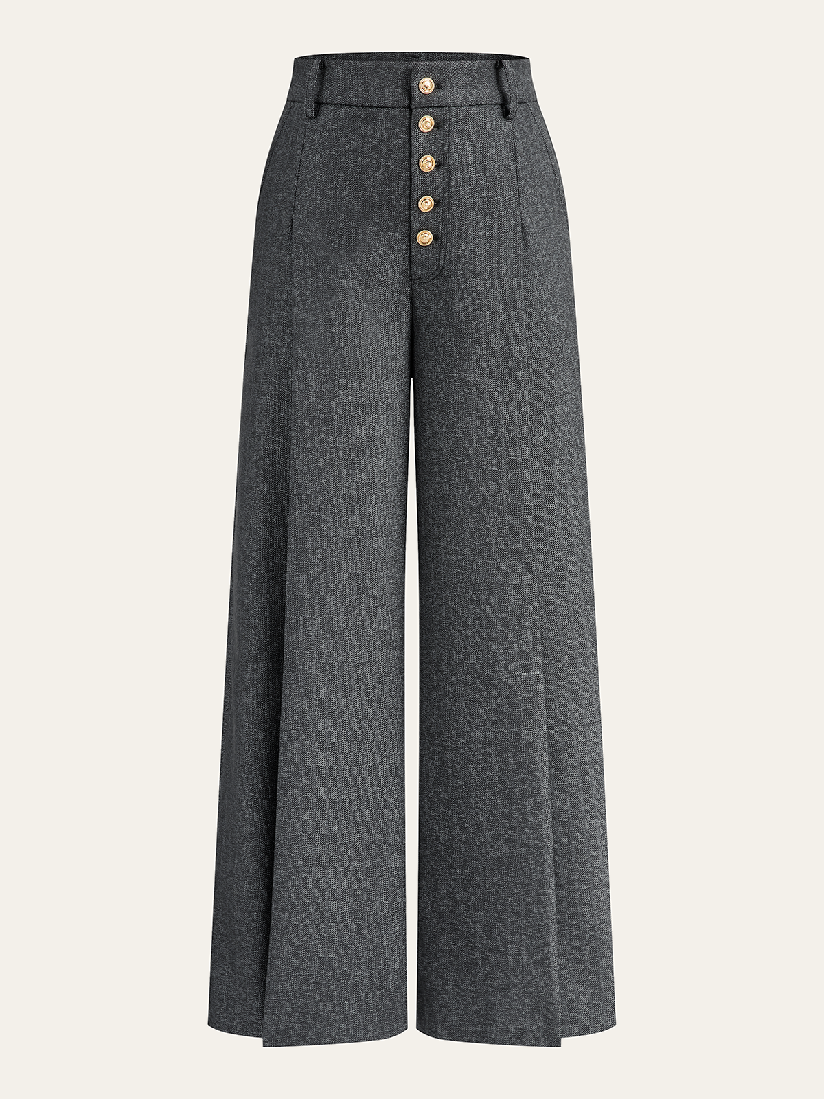 High-Waist-Hose mit Knopfleiste und weitem Bein