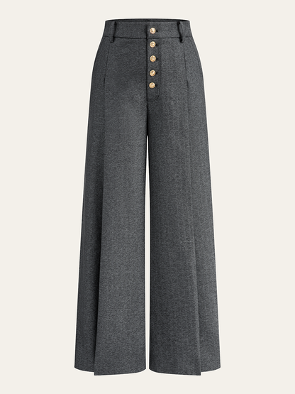 High-Waist-Hose mit Knopfleiste und weitem Bein