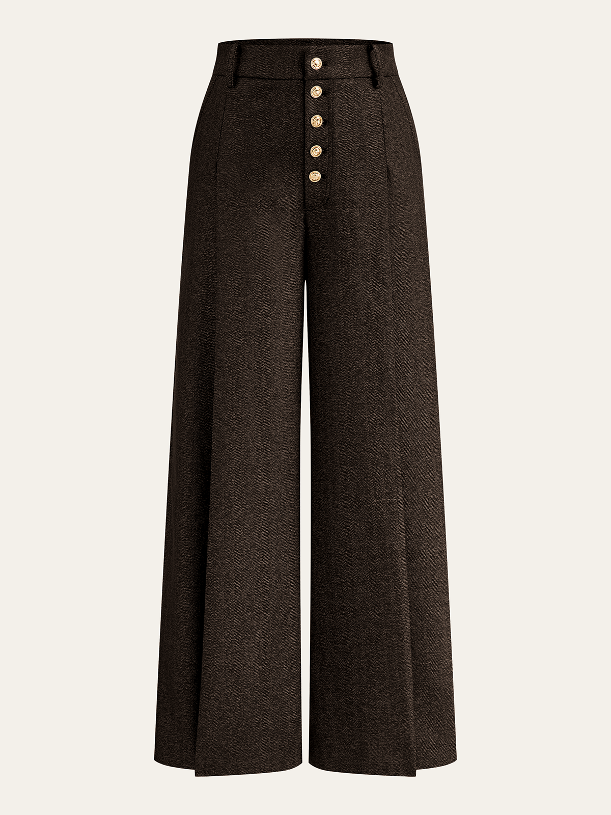 High-Waist-Hose mit Knopfleiste und weitem Bein
