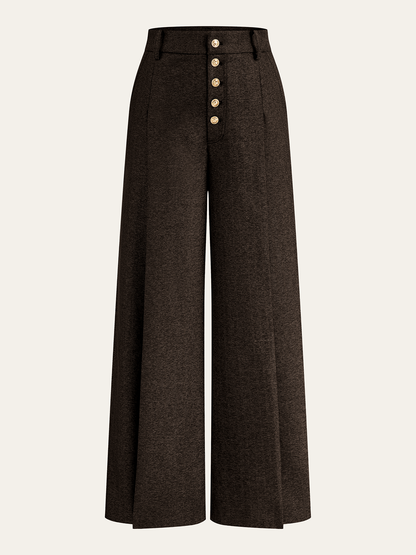 High-Waist-Hose mit Knopfleiste und weitem Bein
