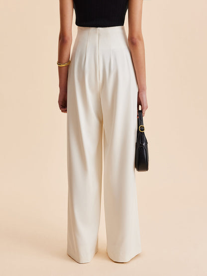 Verzierte High-Waist Hose mit weitem Bein