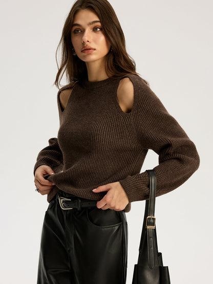 Gerippter Pullover mit Cut-Outs