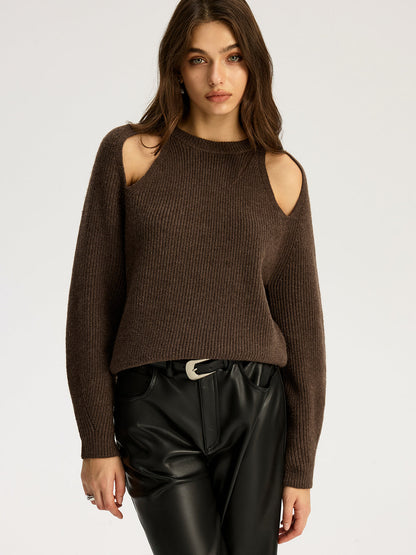 Gerippter Pullover mit Cut-Outs