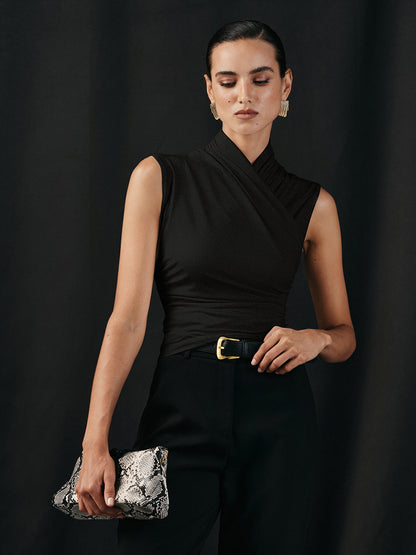 Neckholder-Tanktop mit Raffungen