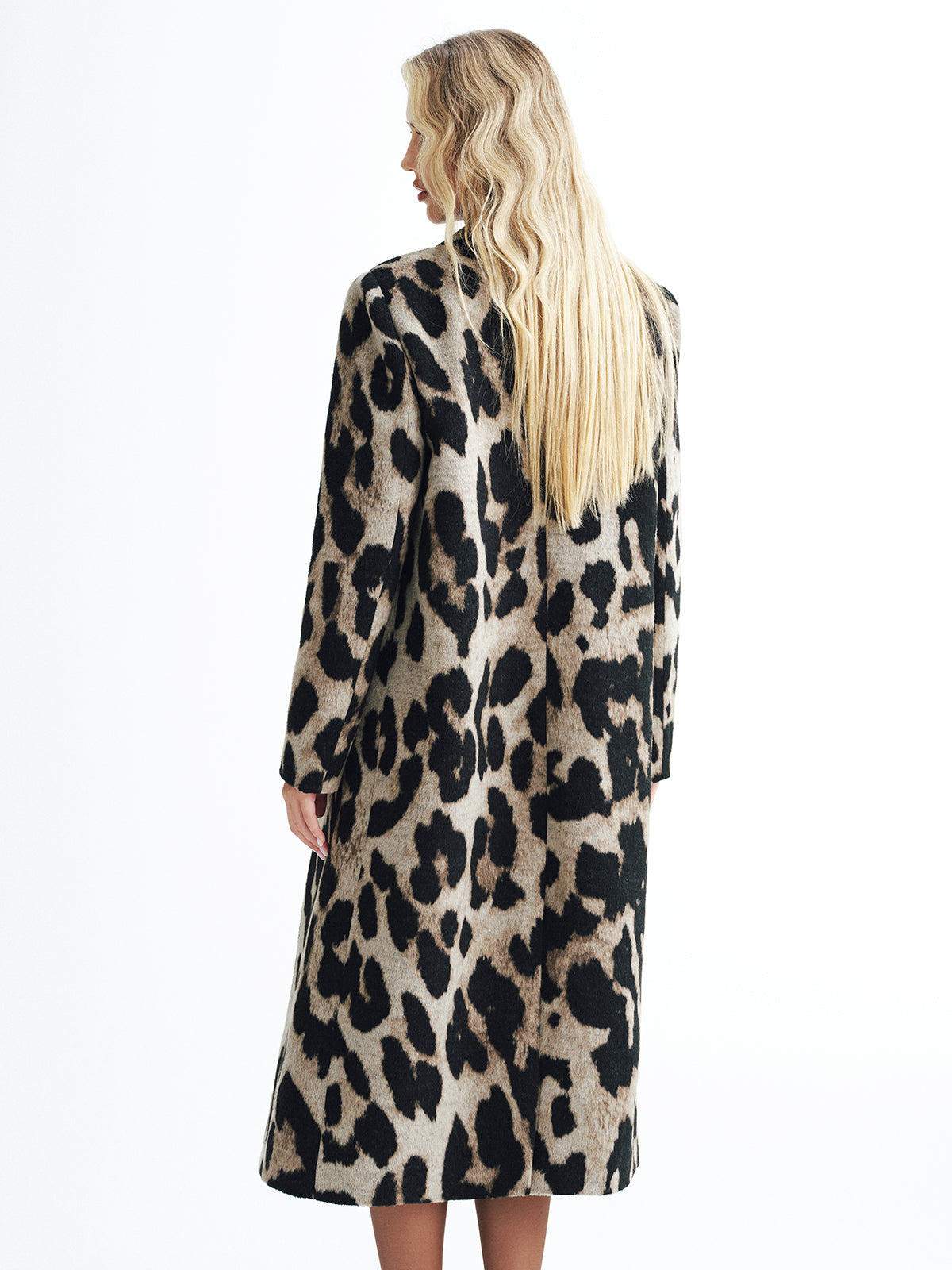 Mantel aus Wollmischung mit Leopardenmuster und doppelreihiger Knopfleiste