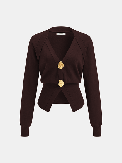 Wollpullover mit V-Ausschnitt und Metalldetail