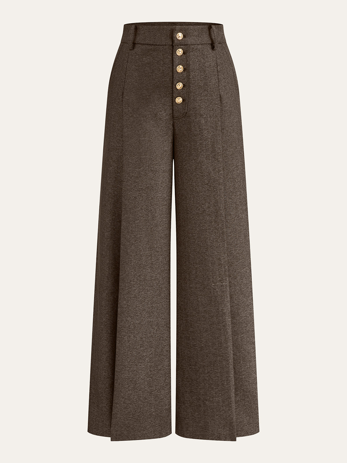 High-Waist-Hose mit Knopfleiste und weitem Bein